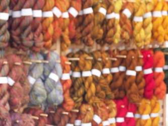 Skeins of yarn in lots of colors